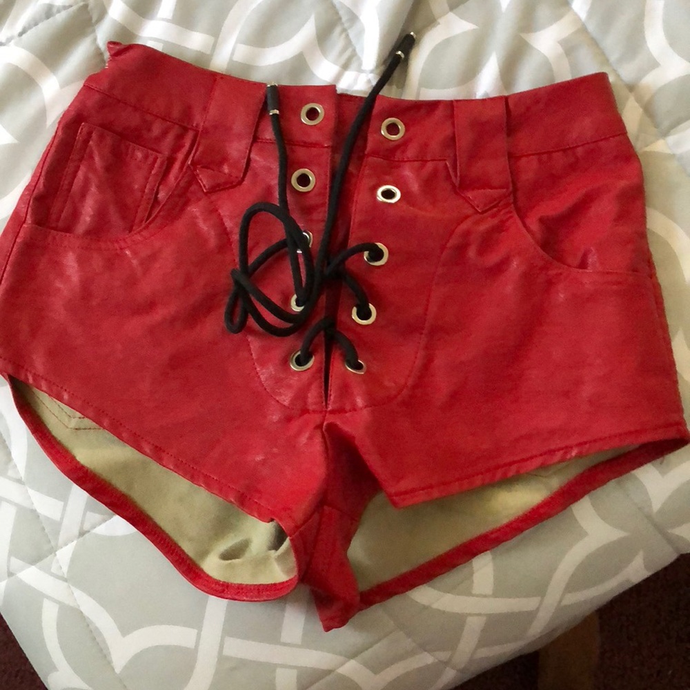 Princess Polly Red skylar lace up shorts